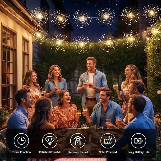 4 Pack Solar Firework String Lights 800 LED 8 Modes Waterproof Hanging Fairy Light, Starburst Light for Party Garden Decoration (Warm White) by GreenHaven Gardens