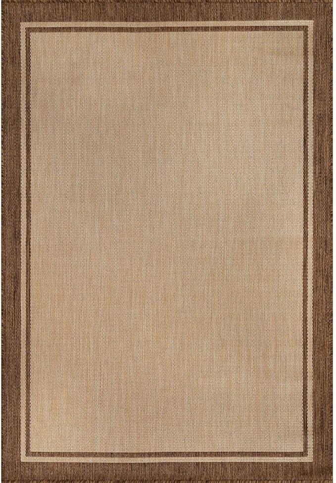 CAMILSON Outdoor Rug 9x12 Bordered Natural Brown Modern Area Rugs for Indoor and Outdoor Patios, Kitchen and Hallway Mats, Washable Porch Deck Outside Carpet (Border Jute, 9 x 12) by GreenHaven Gardens