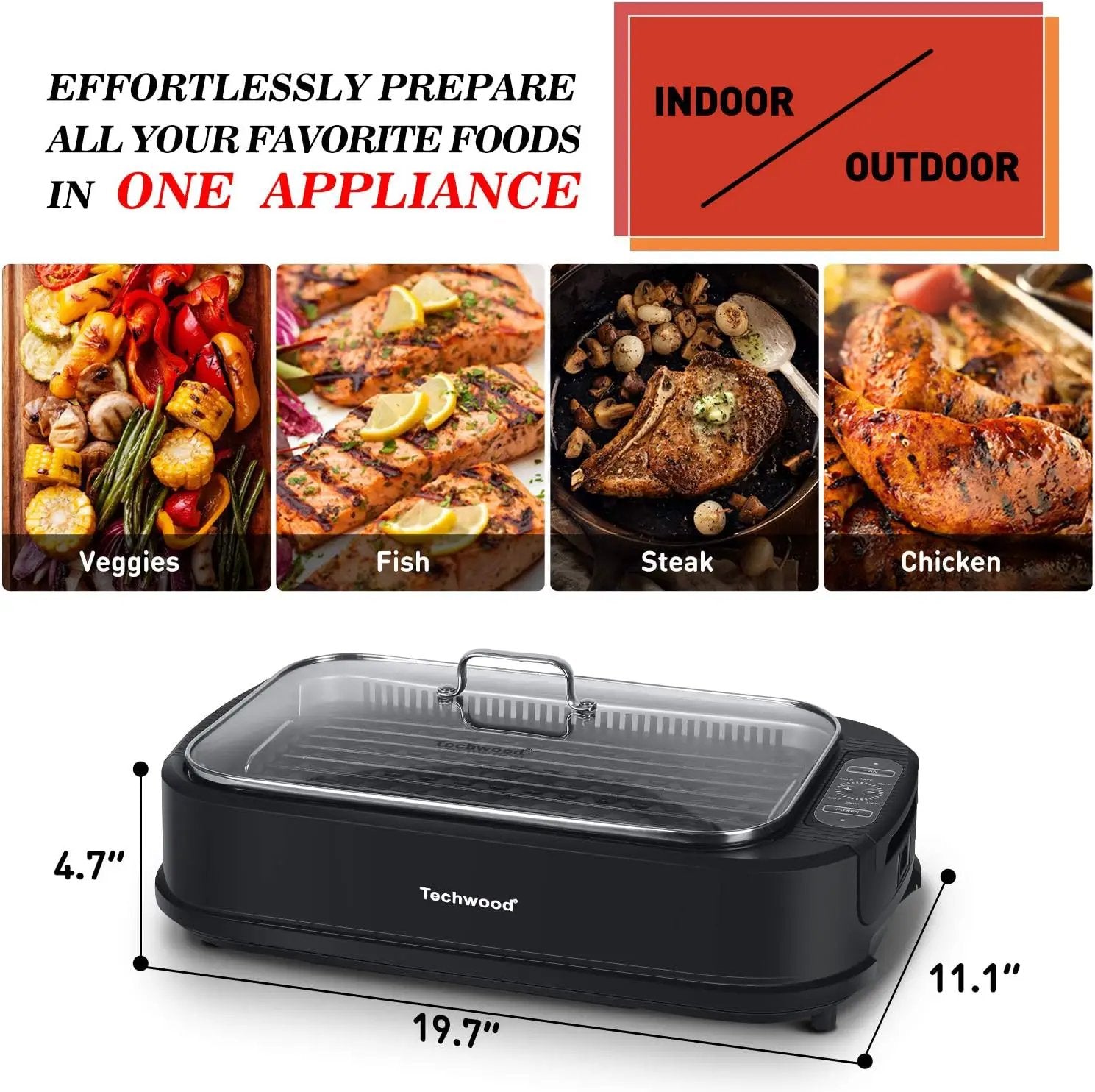 Techwood 1500W Smokeless Indoor Electric Grill with Non-Stick Plates and Tempered Glass Lid - Korean Grill with Temperature Control by GreenHaven Gardens