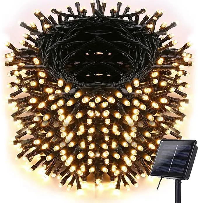 Solar Christmas Lights Outdoor, 98.4ft 300 LED Solar Fairy String Lights, 8 Modes Waterproof Christmas Lights for Garden, Patio, Bush, Home, Party, Wedding, Holiday, Tree Decorations (Warm White) by GreenHaven Gardens