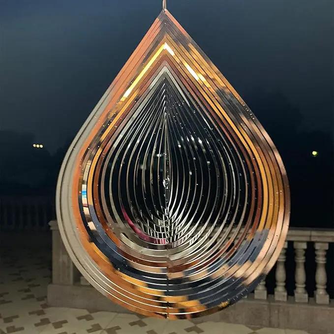 Wind Spinner 3D Stainless Steel Metal Sculptures Decorations, 3D Water Droplets Metal Wind Sculptures & Spinners for Indoor Outdoor Garden Decoration 12inch by GreenHaven Gardens