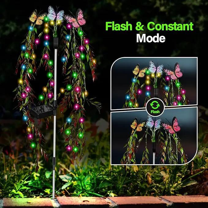 Solar Garden Lights Outdoor Decorative Waterproof, 69LED Swaying Tree Solar Lights for Outside, Butterfly Flower Lights Solar Power Yard Decor for Pathway Patio Lawn Decorations by GreenHaven Gardens