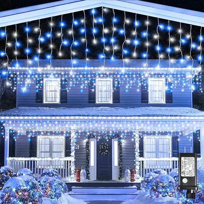 Christmas Icicle Lights Outdoor, 66Ft 640 LED Icicle Lights for Outside with 8 Modes Timers, Waterproof Plug in Twinkle String Light for Yard Eave Patio Party Holiday Decorations, Blue White by GreenHaven Gardens