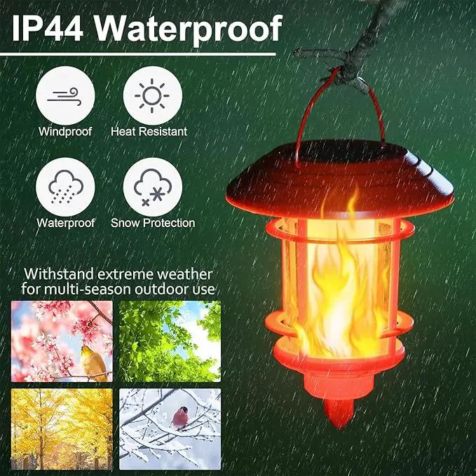 Dynaming 6 Pack Christmas Solar Flame Garden Lights Outdoor, Dual Use Flickering Flame Torch Candy Cane Pathway Marker, Xmas Hanging Lantern Lights, Waterproof & Auto On/Off for Patio Walkway Driveway by GreenHaven Gardens