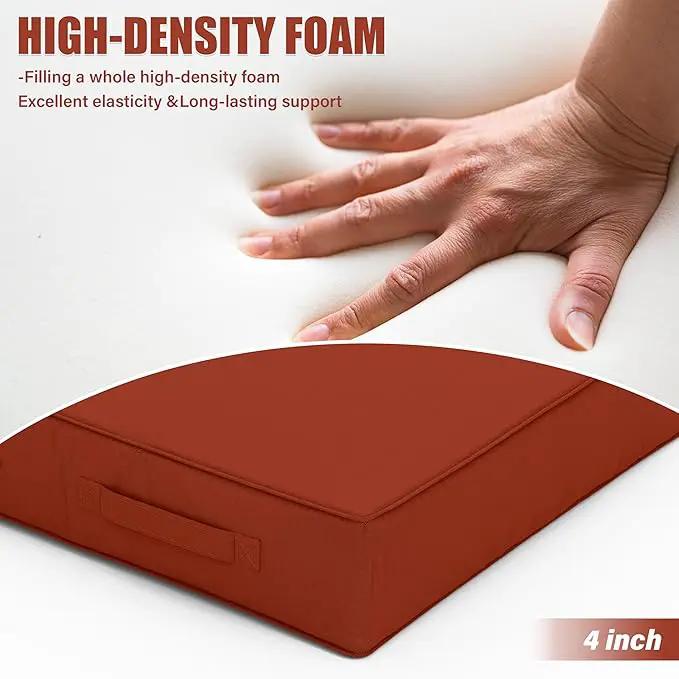Patio Chair Cushions 19 X 19 X 4 Inch Waterproof Outdoor Seat Cushions for Patio Furniture, Outdoor Sofa Couch Pads with Ties & Handle, Set of 2, Terra Red by GreenHaven Gardens