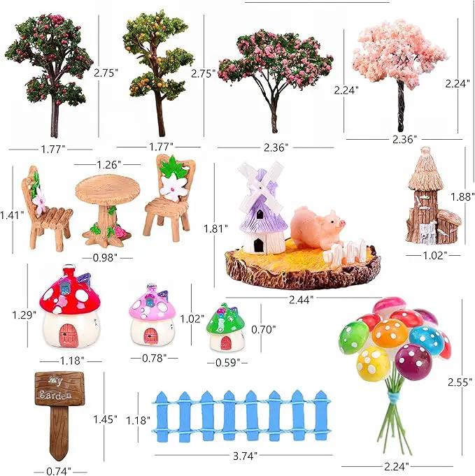 132pcs Fairy Garden Accessories Kit Miniature Animals,Tree,Fence,House Figurines Ornament Statue Craft for DIY Garden Micro Landscape Bonsai Dollhouse Decoration by GreenHaven Gardens