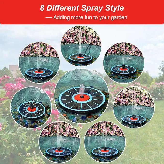 Solar Fountain with Red Flower - Attract Birds - Upgrade 3.5W Solar Bird Bath Fountains, Solar Powered Water Feature Fountain Pump with 7 Nozzles for Hummingbirds, Garden, Pool, and Pond by GreenHaven Gardens