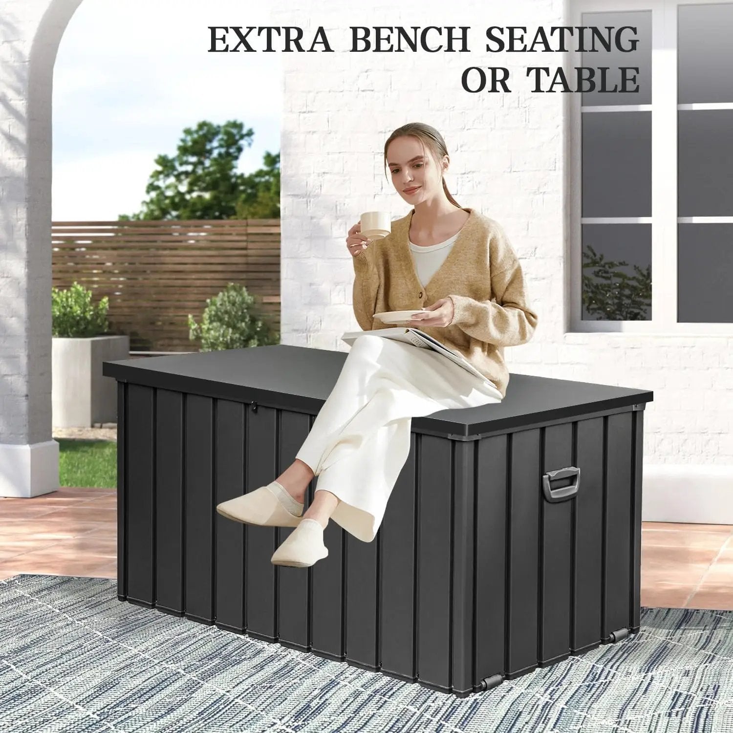 Domi 200-Gallon Outdoor Storage Box – Waterproof, Lockable Storage Cabinet for Patio Furniture, Garden Tools & Pool Supplies – Large Metal Storage for Cushions, Toys & More by GreenHaven Gardens
