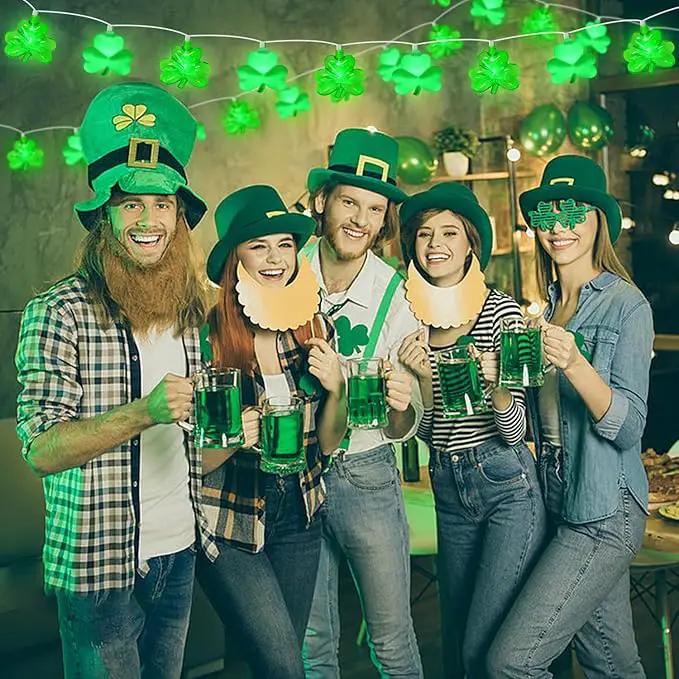 8.5Ft Shamrock String Lights, St Patrick's Day Decorations Light with 10 LED Green Lucky Clover Lights Outdoor Waterproof, UL Certified for Home Garden St. Patrick's Day Party Decorations, White Wire by GreenHaven Gardens