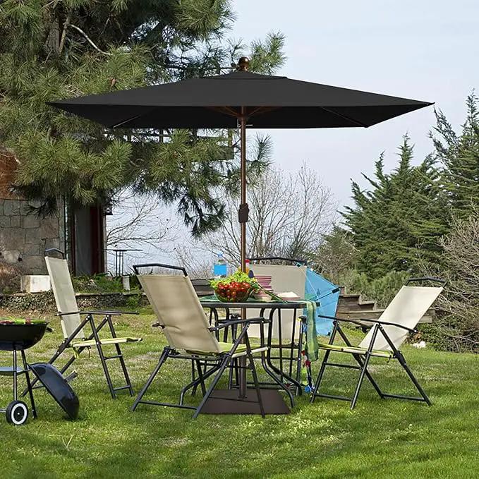 EliteShade USA 10-Year-Non-Fading 6.5x10FT Rectangular Market Umbrella Patio Umbrella Outdoor Table Umbrella with Ventilation, Black by GreenHaven Gardens