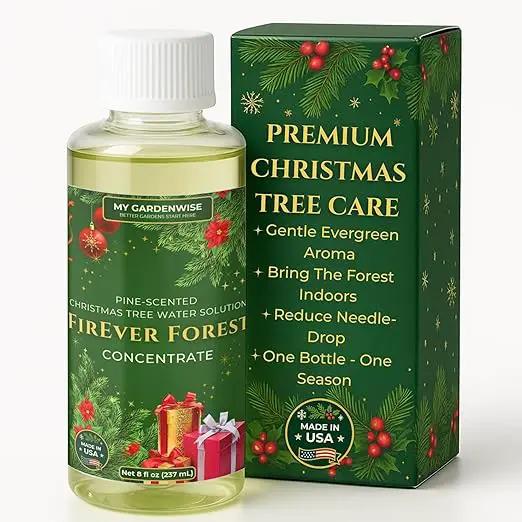 FirEver Forest Pine-Scented Christmas Tree Food | Preserver Additive & Season Extender for Live Xmas Trees | Keep It Green, Reduce Needle-Drop | Miracle Freshness (8 oz) by GreenHaven Gardens