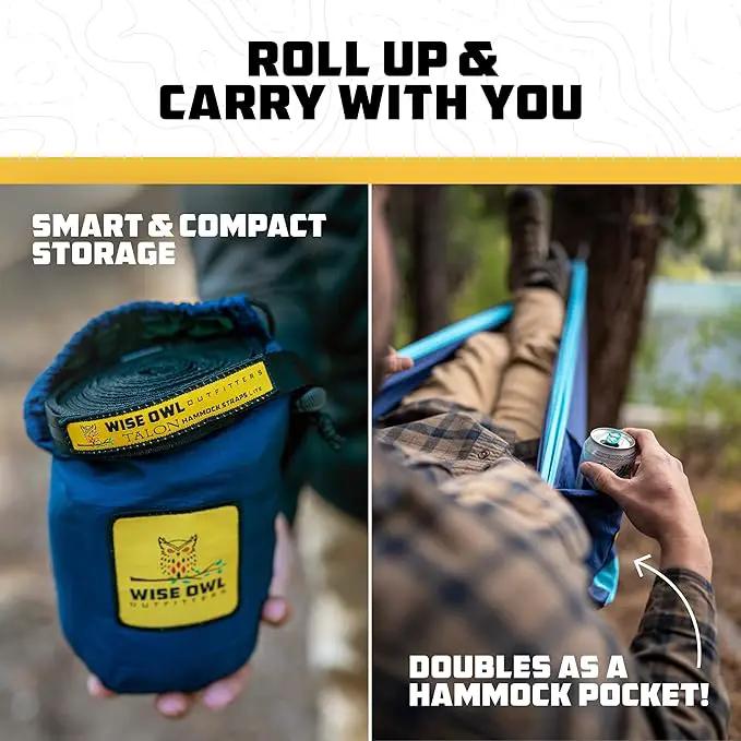 Wise Owl Outfitters Camping Hammock – 500lbs Portable Hammock with Tree Straps - Travel, Backpacking, Hiking, Outdoors Camping Gear - Single or Double by GreenHaven Gardens