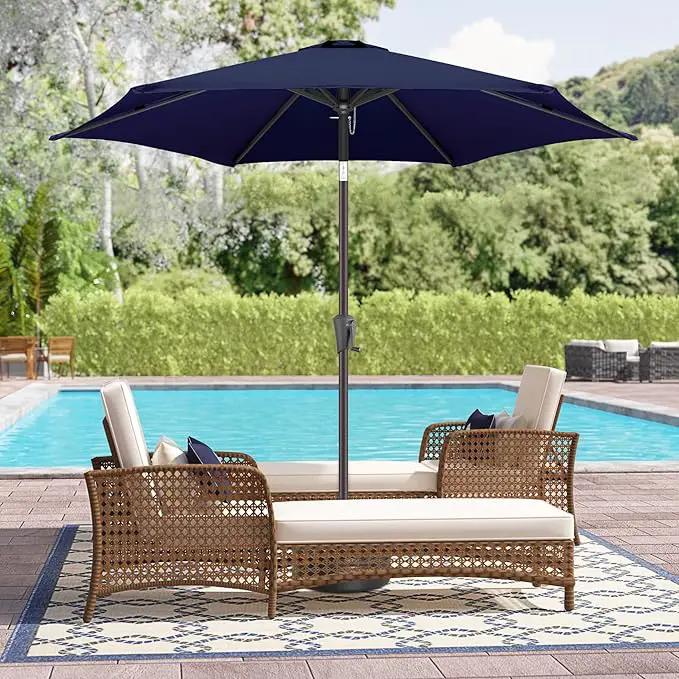 9ft Outdoor Patio Umbrella - Table Umbrella Waterprool UV Protection, Sombrillas de Patio with Push Button Tilt&Crank, Sun Umbrella for Pool, Porch, Garden, Deck, Backyard(Dark Blue) by GreenHaven Gardens