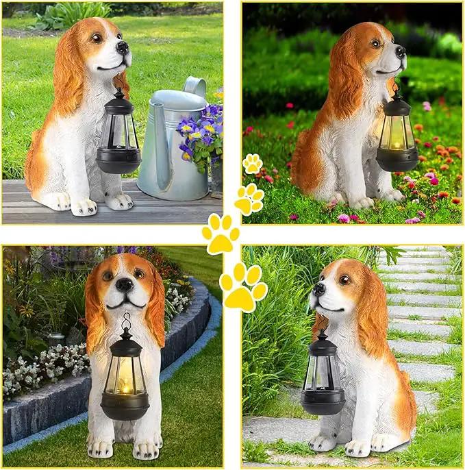 Afirst Dog Garden Statue - Outdoor Decor with Solar Lantern Lovely American Cocker Spaniel Figurine Patio Lawn Yard Art Ornaments Housewarming Gift by GreenHaven Gardens