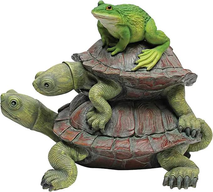 Design Toscano In Good Company Frog and Turtles Garden Animal Statue, 11 Inch Long, 8 Inch Tall, Cast Stone Resin, Full Color Finish by GreenHaven Gardens