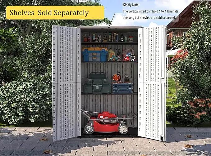 HOMSPARK Storage Shed Weather Resistance, Multi-Purpose Outdoor Storage Cabinet for Backyards and Patios, Vertical Storage Shed for Lawnmower, Patio Accessories (White 1, Tall - 53 cu.ft) by GreenHaven Gardens