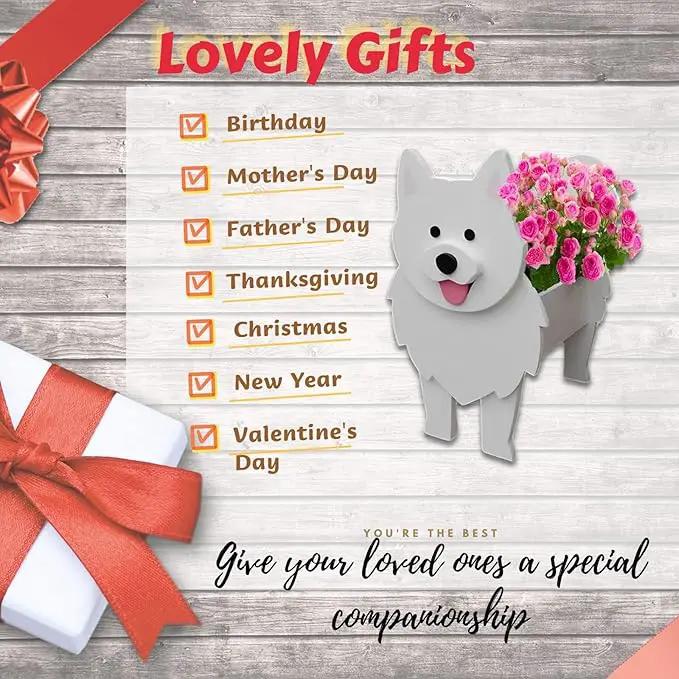 Samoan Dog Planter Plant Pots,Cute Garden Dog Flower Planter,Dog Planters Birthday Gifts for Women,Office,Indoor/Outdoor Decor（9.45 * 6.77 * 13.46in） by GreenHaven Gardens