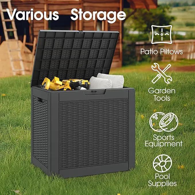 NUNU LAB 31 Gallon Outdoor Storage Box Waterproof,Indoor Outside Deck Box,Backyard Storage Bin For Package Delivery,Garden Tools,Patio Cushions,Pool Accessories,Storage Bench Lockable Lid by GreenHaven Gardens