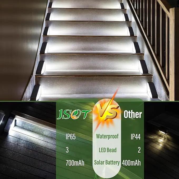 JSOT Solar Step Stair Lights Outdoor Yard Decor 10 Pack, IP65 Waterproof Deck Lighting for Outside Solar Powered, Solar Garden Light Decor for Fence, Backyard, Front Porch Step, Balcony, Wall, Patio by GreenHaven Gardens