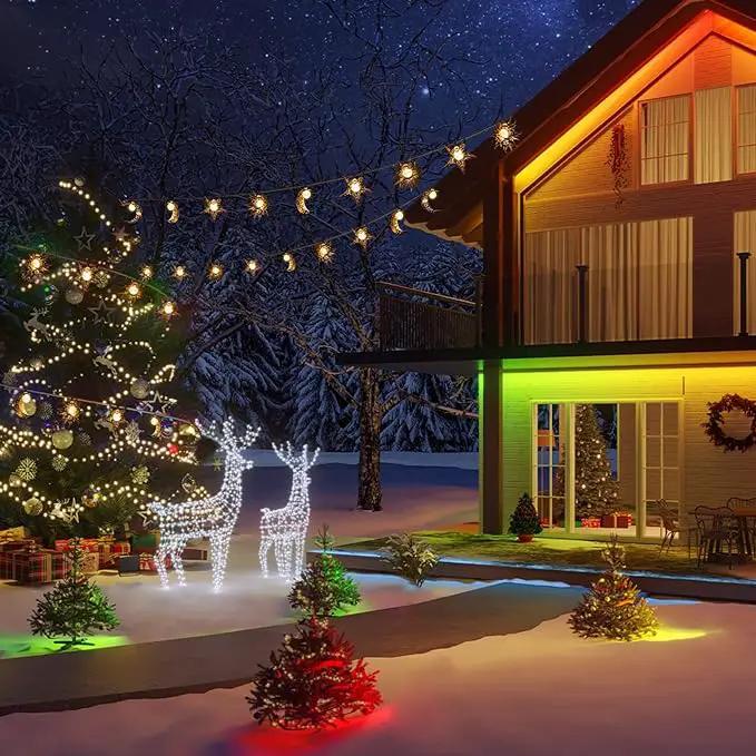 Solar String Lights Outdoor Star Moon Sun 13Ft 153In Led Solar Powered Fairy Decorative Lights for Garden Patio Yard Trees Mothers Day Gifts Wedding Party (Warm White) (Star Moon Sun String Lights) by GreenHaven Gardens