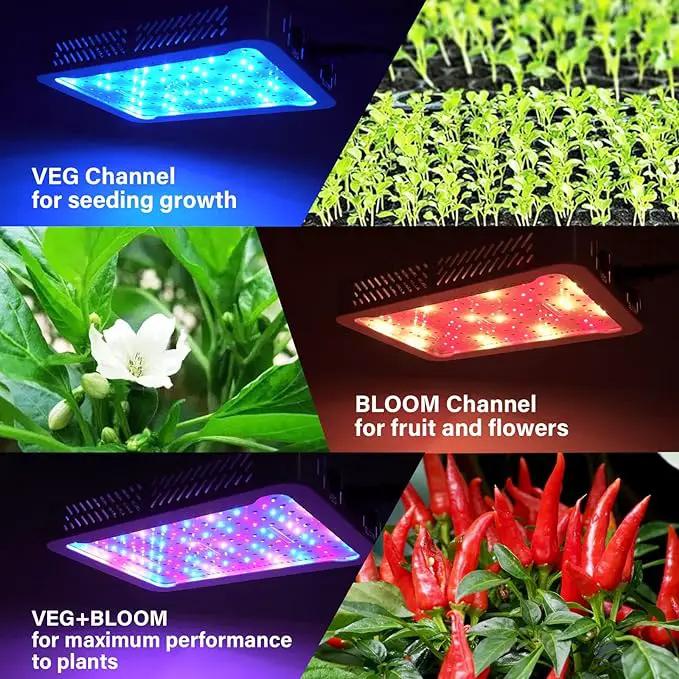 TATU 1000w LED Grow Light for Indoor Plants, Full Spectrum Plant Light Growing Lamp for Hydroponic Indoor Plant Veg and Flower for Grow Tent (Actual Power 100W=1000W HPS) by GreenHaven Gardens