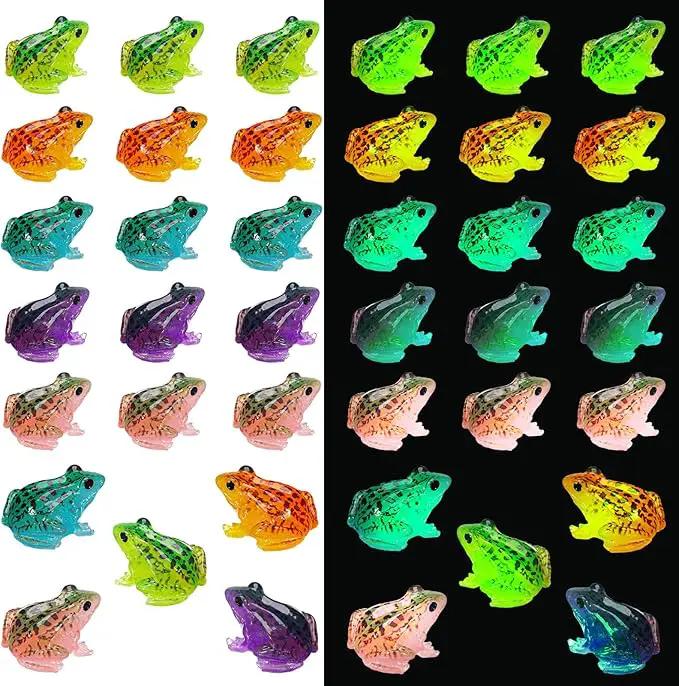 Barydat 40 Pcs Miniature Frog Figurines Luminous Mini Resin Frog Figures Model Garden Decor DIY Terrarium Craft Ornament Accessories for Moss Landscape Decoration (0.98 x 0.98 Inch) by GreenHaven Gardens