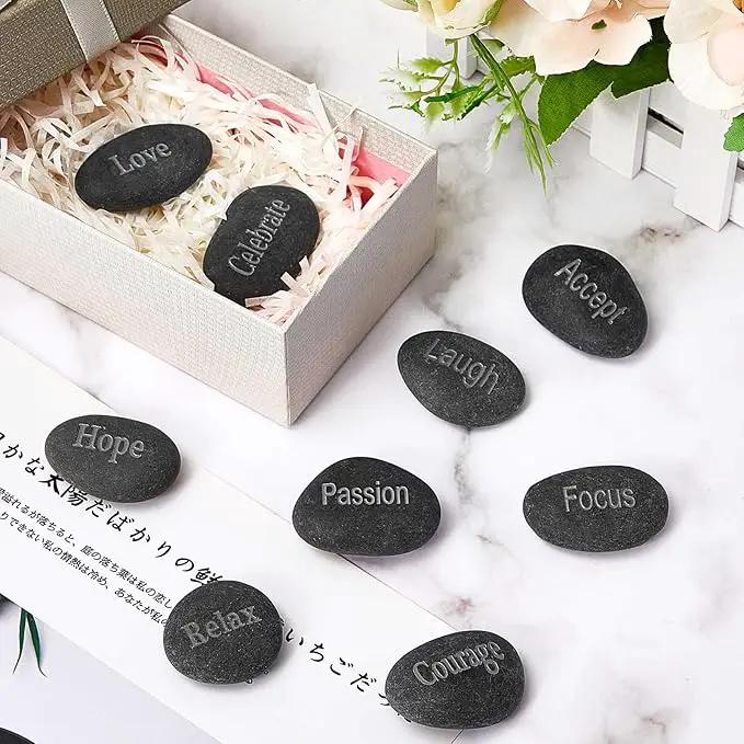 Fabbay Engraved Inspirational Stones Encouragement Motivational Rocks with Words Garden Positive Gift for Christmas Thanksgiving(Black,40 Pcs) by GreenHaven Gardens