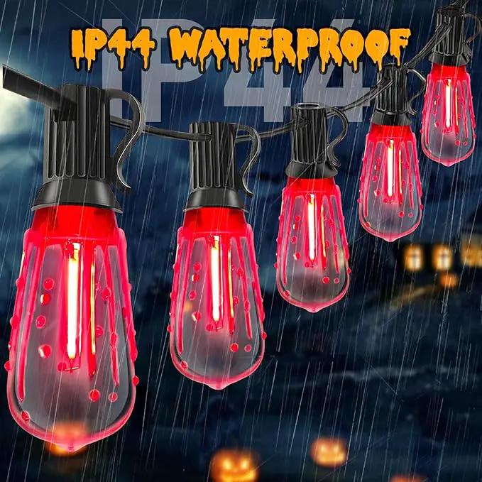 Abeja LED Flame String Lights, 10Ft ST40 Halloween Flicker Flame String Lights with 10 LED Flame Bloody Tears Bulbs, Hanging Outdoor Halloween Light for Patio Garden Party Backyard -Black by GreenHaven Gardens