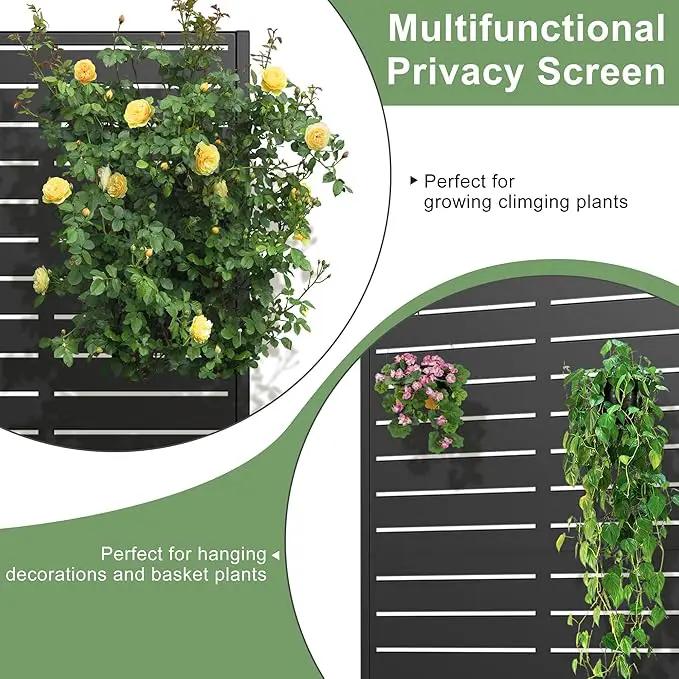 Casaphoria Metal Raised Garden Bed, 47"x24"x12" Planter Box for Climbing Plants, Vegetables & Vines, Features Drainage Holes and Privacy Screen (Black-Louvered) by GreenHaven Gardens