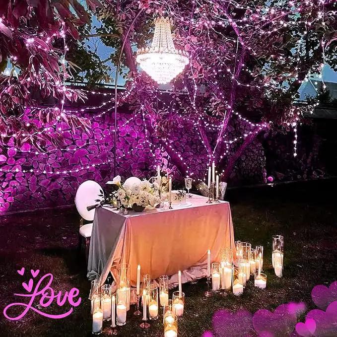 JMEXSUSS 4 Pack Pink Solar Lights, Each 33ft 100 LED Solar String Lights Outdoor Waterproof, 8 Modes Copper Wire Pink Fairy Light for Yard Patio Garden Party Wedding Decorations by GreenHaven Gardens