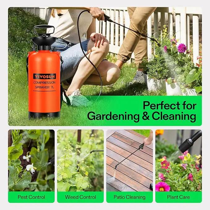 VIVOSUN 1.85-Gallon Pump Pressure Sprayer, Pressurized Lawn & Garden Water Spray Bottle with Adjustable Shoulder Strap, for Spraying Plants, Garden Watering and Household Cleaning by GreenHaven Gardens