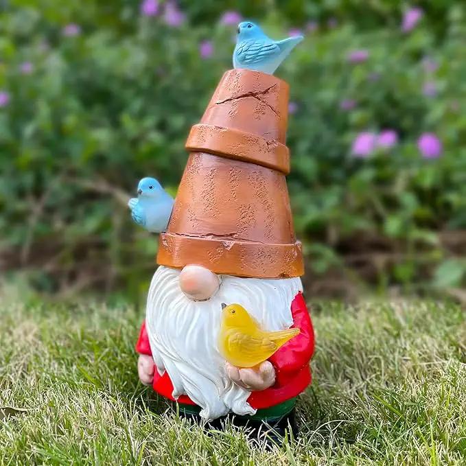 Solar Garden Figurine, Cute Resin Gnome Sculpture, Garden Statues Outdoor Decor, Funny Gnome Gift Sculpture Decoration for Home Patio Yard Lawn Porch Ornament by GreenHaven Gardens