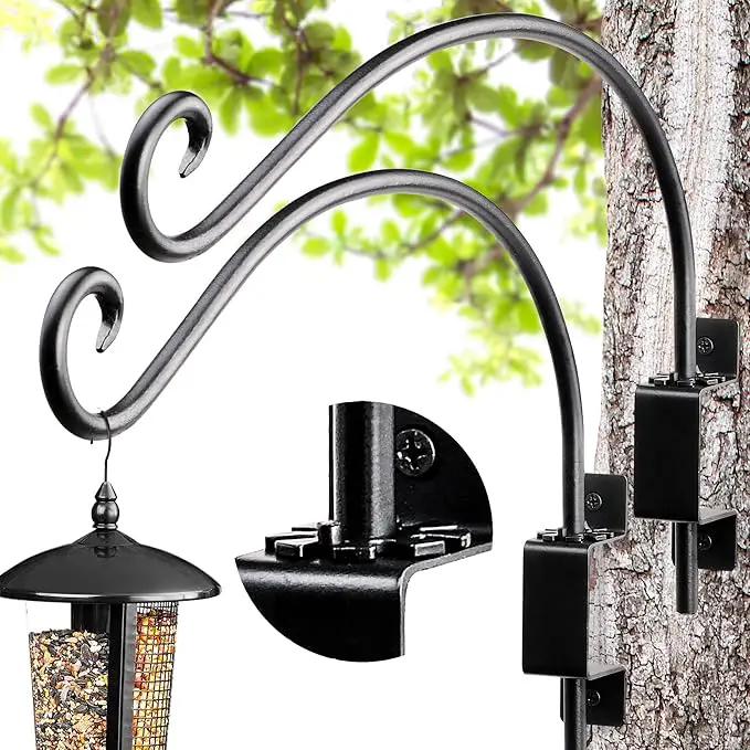 AJART Bird Feeder Hanger of Swivel Hanging Plant Bracket for Outdoor(Black) More Suitable for Outside birdhouses Plant Hooks (16"-2PCs) by GreenHaven Gardens
