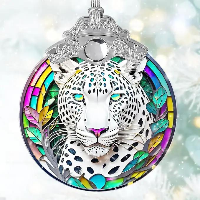 Stained Glass Suncatcher, Jocidea Leopard Ornament, Christmas Ornaments, Holidays Ornaments, Christmas Tree Decor, Leopard Decor for Home, Leopard Gifts by GreenHaven Gardens