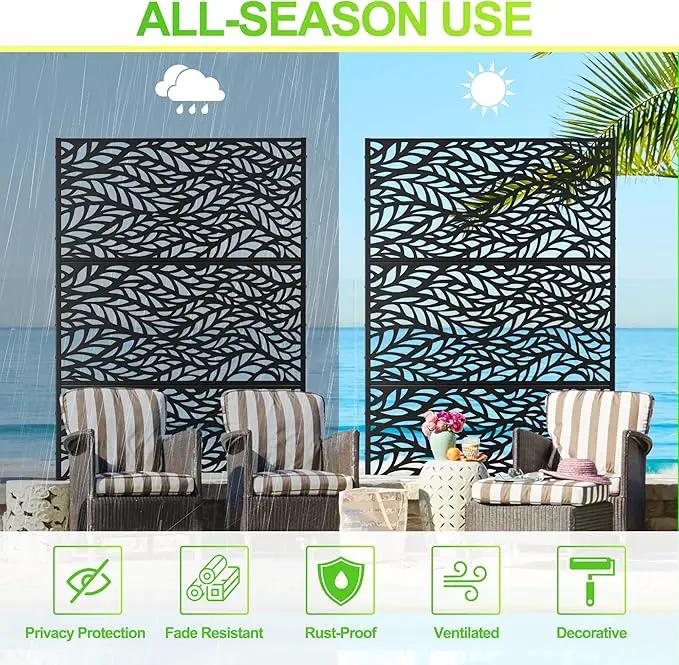 Outdoor Privacy Screen,72" H×47" W Metal Privacy Screen, Freestanding Privacy Fence Panels for Patio by GreenHaven Gardens
