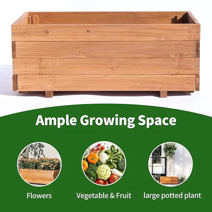 Wooden Raised Garden Bed Planter Box – Fir Wood Outdoor Vegetable, Herb & Flower Box with Drainage Holes – 31.5"x15.75"x12.6", Rot-Resistant, for Patio, Yard, Balcony by GreenHaven Gardens