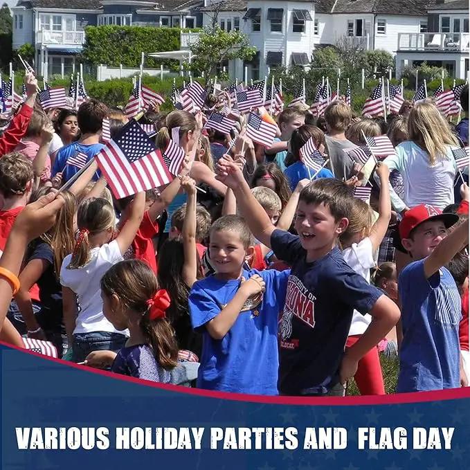 Super Tough Small American Stick Flags 4’’x6’’ | Cotton Outdoor Flag on 10’’ Wooden Stick with Spear Tip | Hand Held Flags Patriotic Decor for Various Holiday Parties and National Flag Day | 500 Pack by GreenHaven Gardens