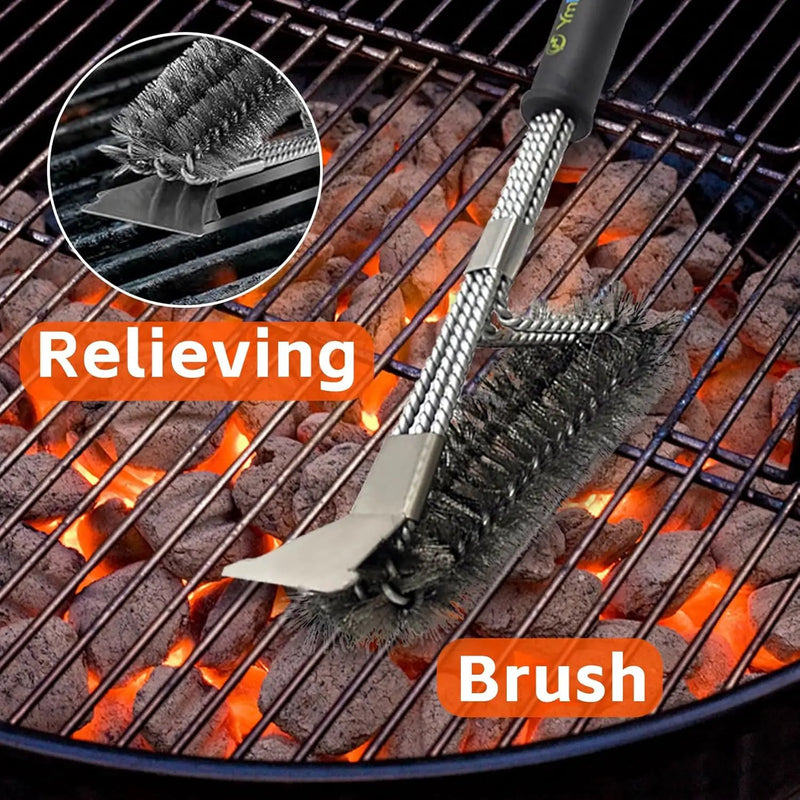 BBQ Grill Brush for Outdoor Grill Safe Stainless Steel Woven Wire Heavy Duty Grill Accessories Cleaning BBQ Accessories, Safe Cleaner Brush Suitable for Gas Charcoal Grilling Grates by GreenHaven Gardens