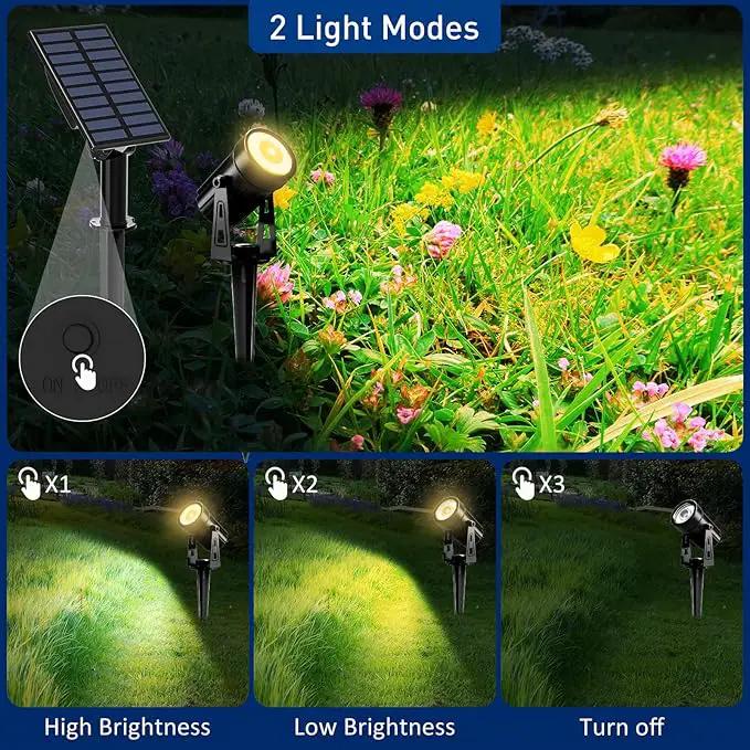 T-SUNUS Solar Landscape Spotlights, Solar Garden Spot Light IP65 Waterproof 9.8ft Cable, 2000mAh Separated Solar Panel, Auto On/Off for Garden Driveway Pathway Pool Area(Warm White 3000K) by GreenHaven Gardens