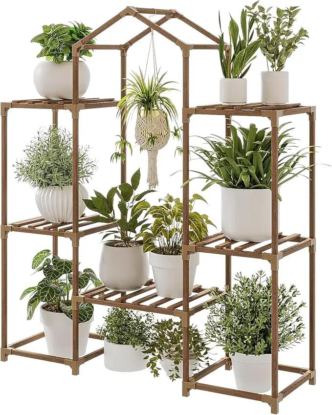 Bamworld Plant Stand Indoor Boho Decor Hanging Plant Shelf Wood Flower Stand for Christmas Gift, Home Decor, Plant Gift by GreenHaven Gardens