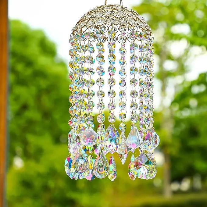 Crystal Chandelier Wind Chimes Suncatcher Pendant, Aurora Light Catcher for Window Indoor Outdoor Ornament, Gift for Mothers Day Christmas Day by GreenHaven Gardens