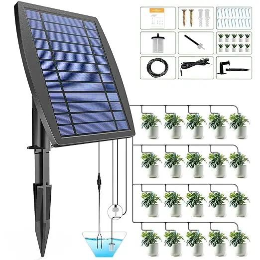 IPOW Upgrade 12 Timer Modes Supports 30 Pots 100% Anti-Siphoning Solar Irrigation System Automatic Watering System for Balcony, Indoor & Outdoor Plants, Garden, and Potted Plants by GreenHaven Gardens