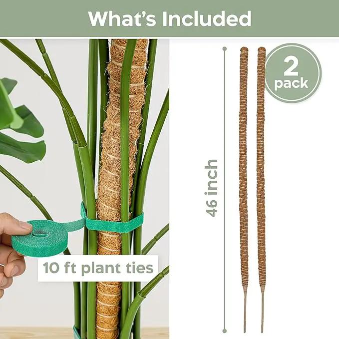 2 Pack 46'' Bendable Moss Pole Monstera Plant Support for Climbing Indoor Plants - Stakes for Potted Climbers - Tall Sticks Indoor Trellis for Houseplants - Accessories for Monstera Pot by GreenHaven Gardens