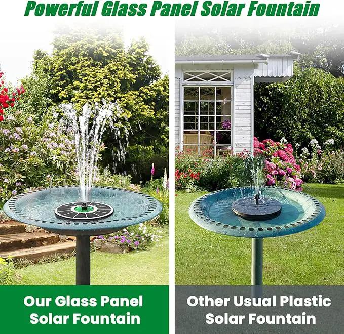 Solar Fountain for Bird Bath Glass - No Battery, 3.5W Solar Bird Bath Fountains Green Flower with 4 Fixed Rods & 7 Nozzles, Solar Powered Water Fountain for Bird Bath,Pond,Pool,Outdoor,Garden by GreenHaven Gardens