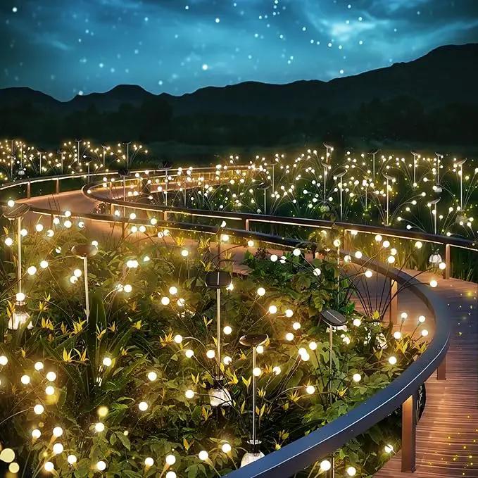 AOSEA 4 Pack Larger Bulbs Solar Garden Lights Outdoor, Solar Firefly Lights Fairy Swaying by Wind for Outside, IP67 Waterproof, for Patio Garden Yard Walkway Sidewalk, Black by GreenHaven Gardens