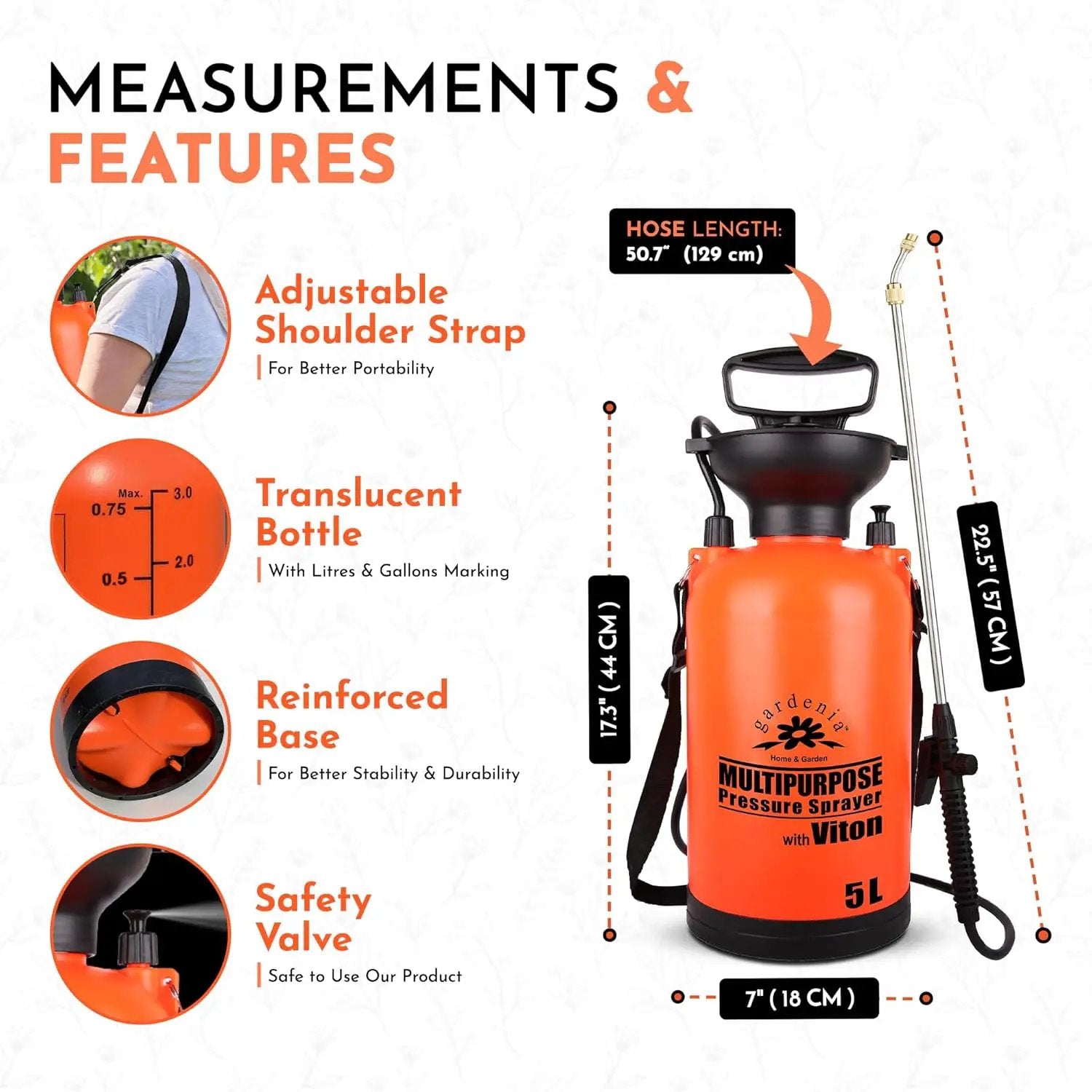 Pump Sprayer Upgraded Garden Sprayer Premium Viton Seals Telescopic Metal Lance & a Complete Set of Spare Parts Pumping Spray Bottle 5L for Watering Lawn Care & Home & Car Cleaning by GreenHaven Gardens