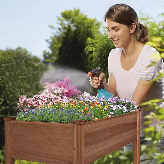 LZRS Raised Garden Bed Outdoor Planter Box with Legs for Herbs, Vegetables, Flowers, Great for Outdoor Patio, Yard and Deck, 220lb Capacity, Brown by GreenHaven Gardens