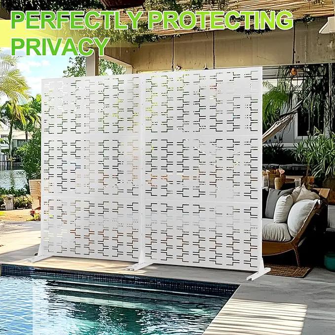 Outdoor Privacy Screen,72" H×47" W Metal Privacy Screen, Freestanding Privacy Fence Panels for Patio by GreenHaven Gardens