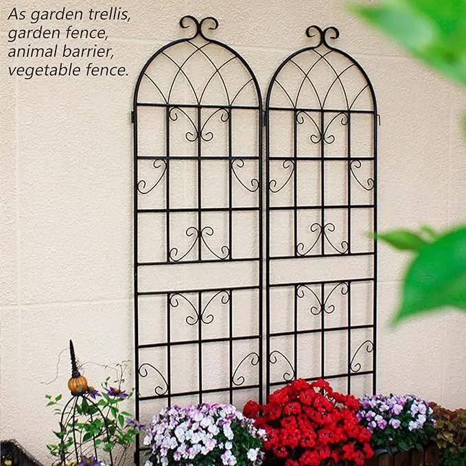 8 Pack Metal Garden Trellis 71" H Garden Fence Rustproof Trellis for Climbing Plants Support Roses Flower Outdoor Lawn Black by GreenHaven Gardens