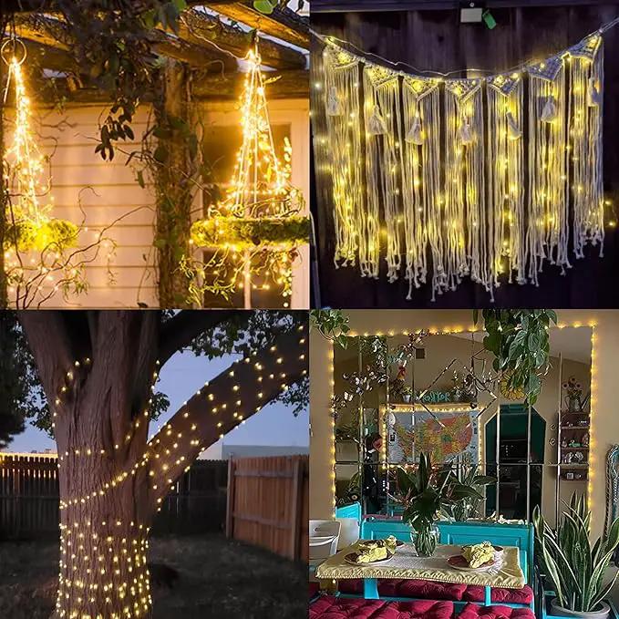 QITONG 4 Pack Solar Fairy Lights Warm White, Each 33ft 100 LED Outdoor String Light, 8 Modes Copper Wire Lights for Outside Tree Wedding Party Garden Patio Christmas by GreenHaven Gardens